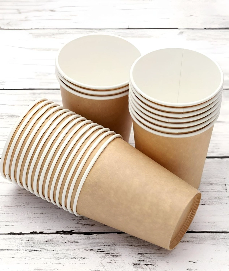 X200 VASOS PARA CAFE VASO LISO POLIPAPEL KRAFT C/TAPA 8OZ MARRON CLARO / VASO KRAFT LISO 8OZ - 7