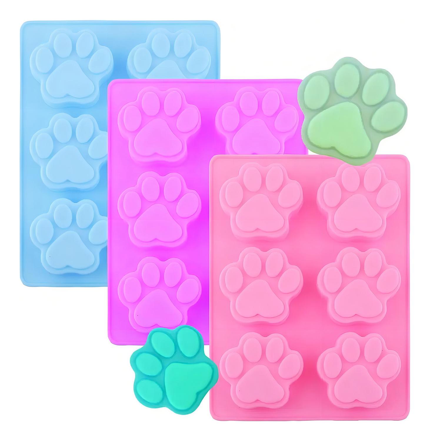 3 MOLDE SILICONA HUELLA MOLDES DE SILICONA MASCOTA PATA 6CAV INSUMOS REPOSTERIA PATITAS DE PERRO MOL - 1