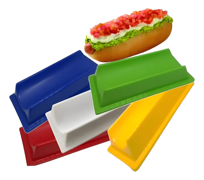 10 PORTA COMPLETOS PLASTICO COMPLETERO REUTILIZABLE HOT DOG MULTICOLOR - 5
