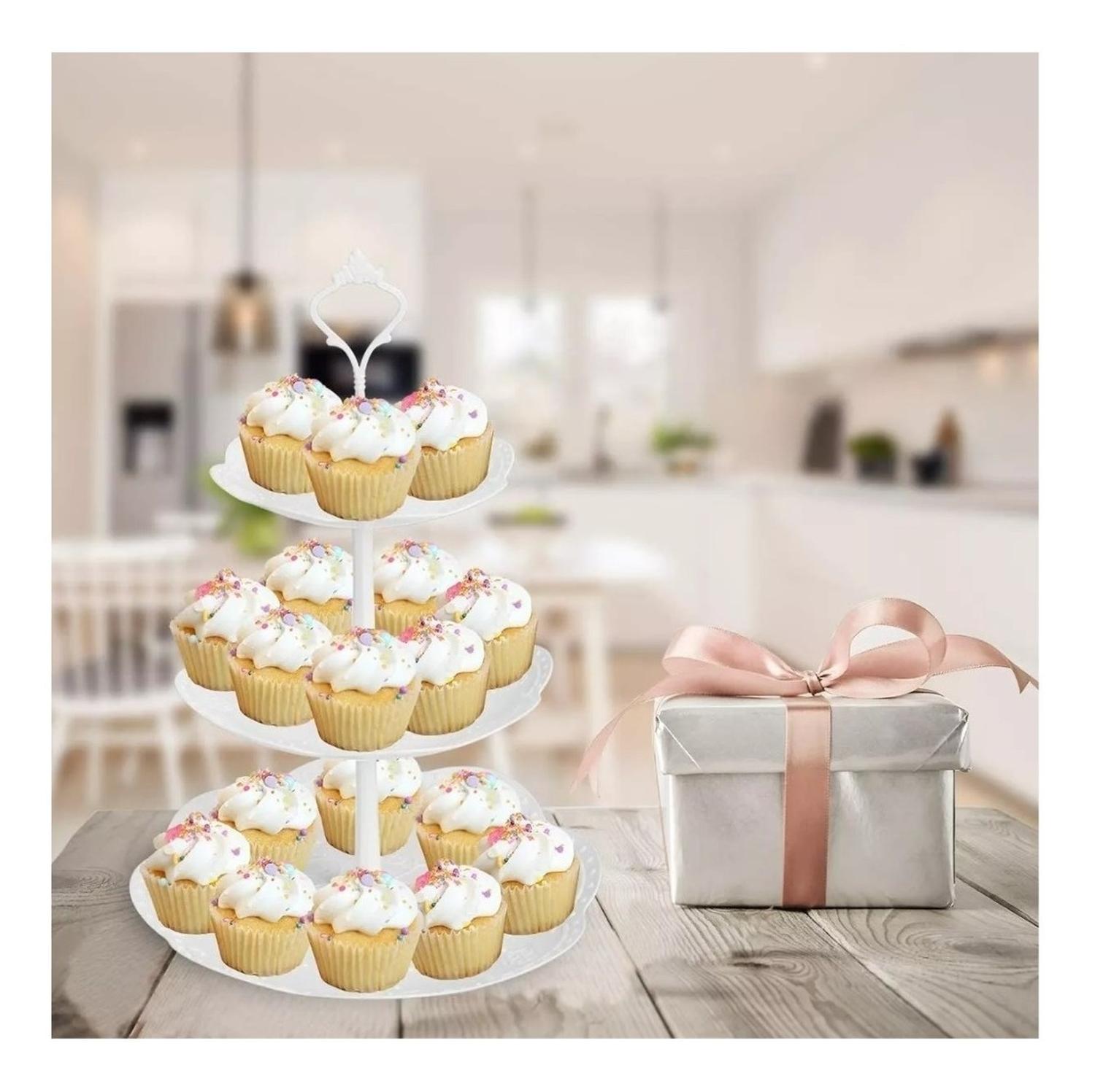 PACK X2 PORTA TORTA PORTA CUPCAKES TORRE PORTA CUPCAKE BLANCO - 6