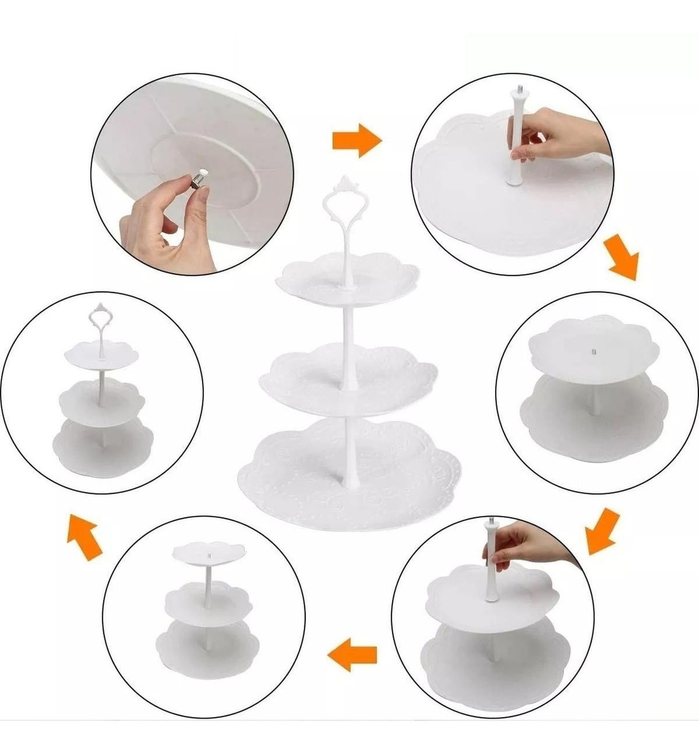 PACK X2 PORTA TORTA PORTA CUPCAKES TORRE PORTA CUPCAKE BLANCO - 7