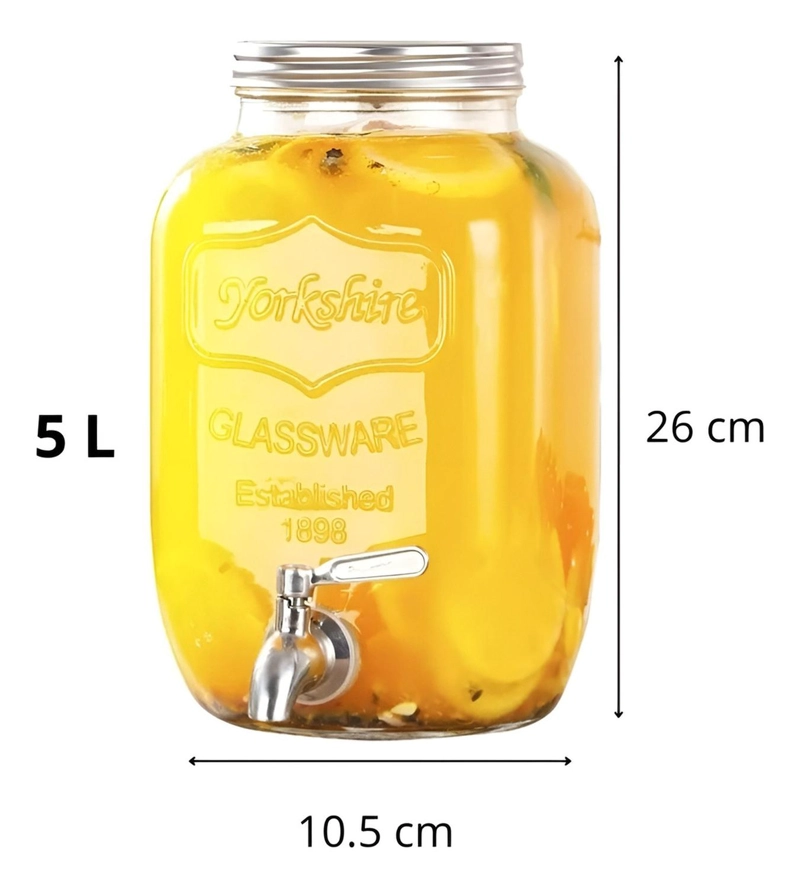 JARRO PARA JUGOS DISPENSADOR DE BEBIDAS JARRO DE VIDRIO 5L - 3