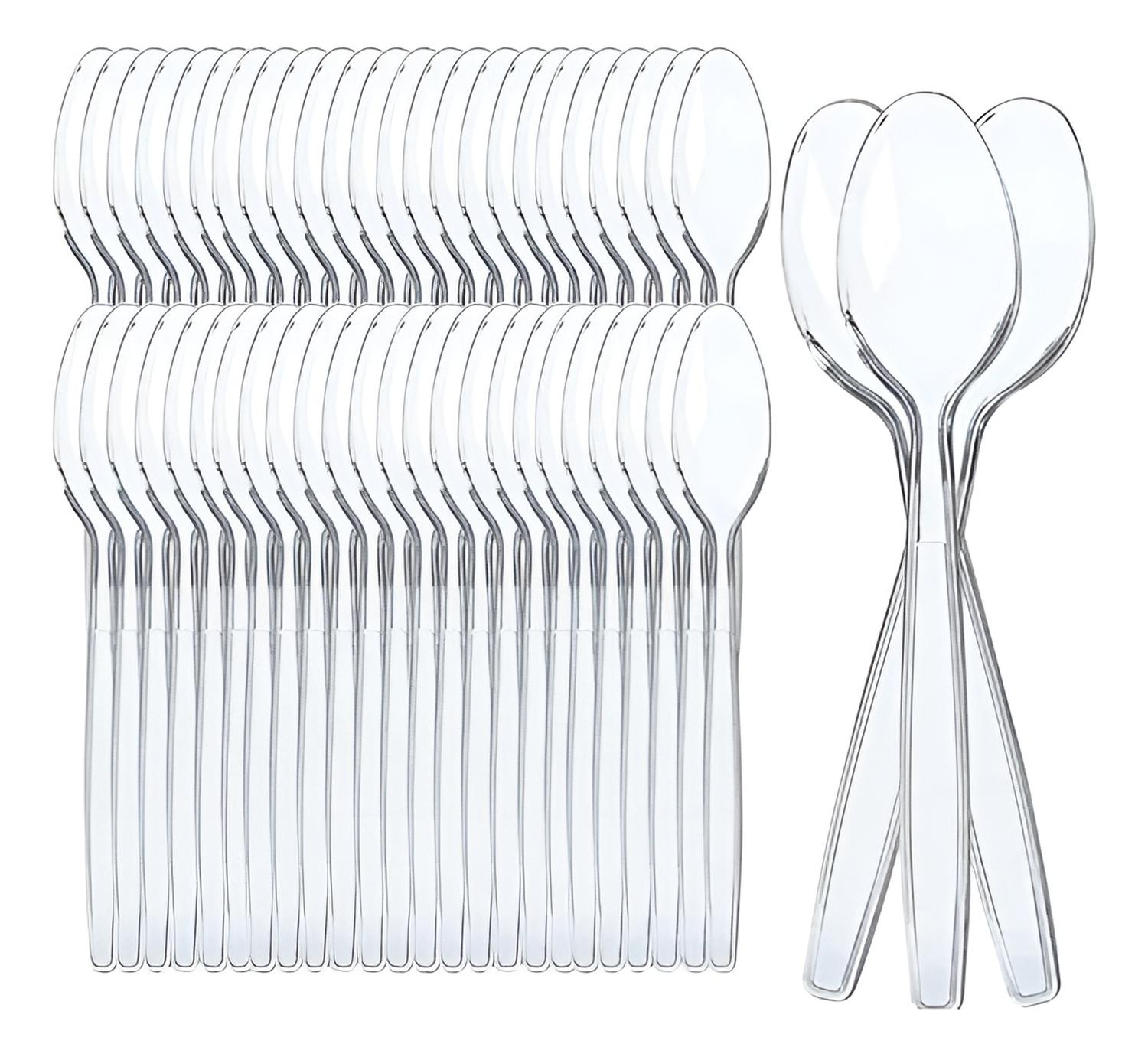 100 CUCHARAS PLASTICAS CUCHARA POSTRE CUCHARA MINI CUCHARAS TRANSPARENTES - 1