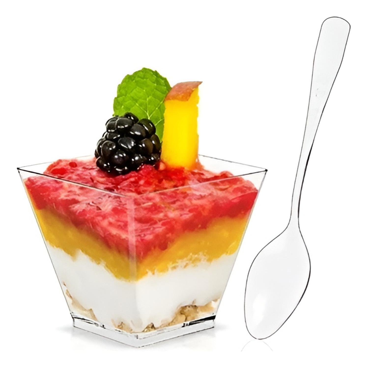 100 CUCHARAS PLASTICAS CUCHARA POSTRE CUCHARA MINI CUCHARAS TRANSPARENTES - 6