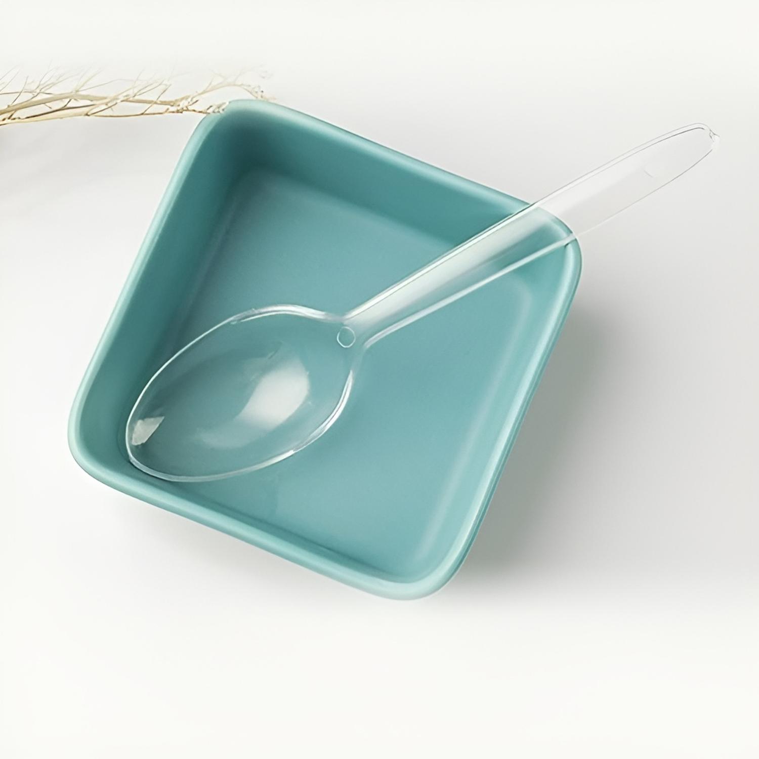 100 CUCHARAS PLASTICAS CUCHARA POSTRE CUCHARA MINI CUCHARAS TRANSPARENTES - 8