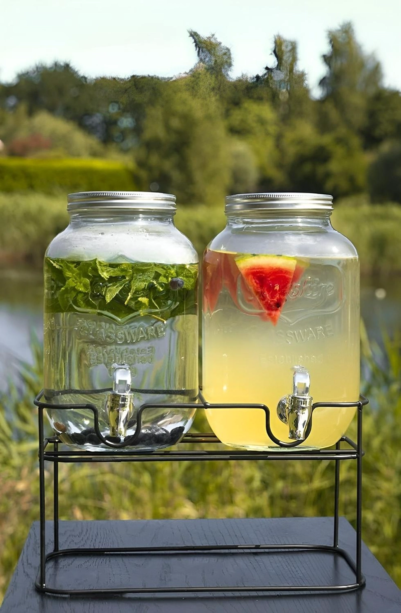 DISPENSADOR DE BEBIDAS JARRO DE VIDRIO DOBLE PARA JUGOS 4L - 2