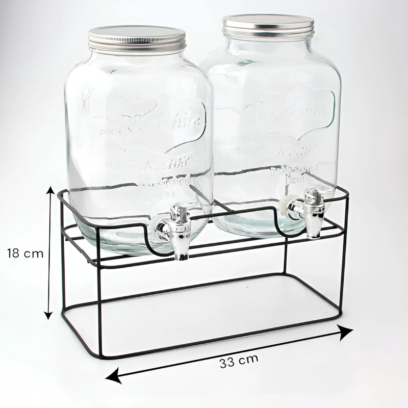 DISPENSADOR DE BEBIDAS JARRO DE VIDRIO DOBLE PARA JUGOS 4L - 3