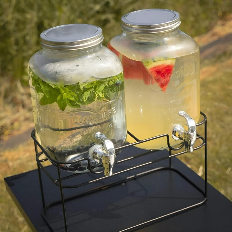 DISPENSADOR DE BEBIDAS JARRO DE VIDRIO DOBLE PARA JUGOS 4L - 4