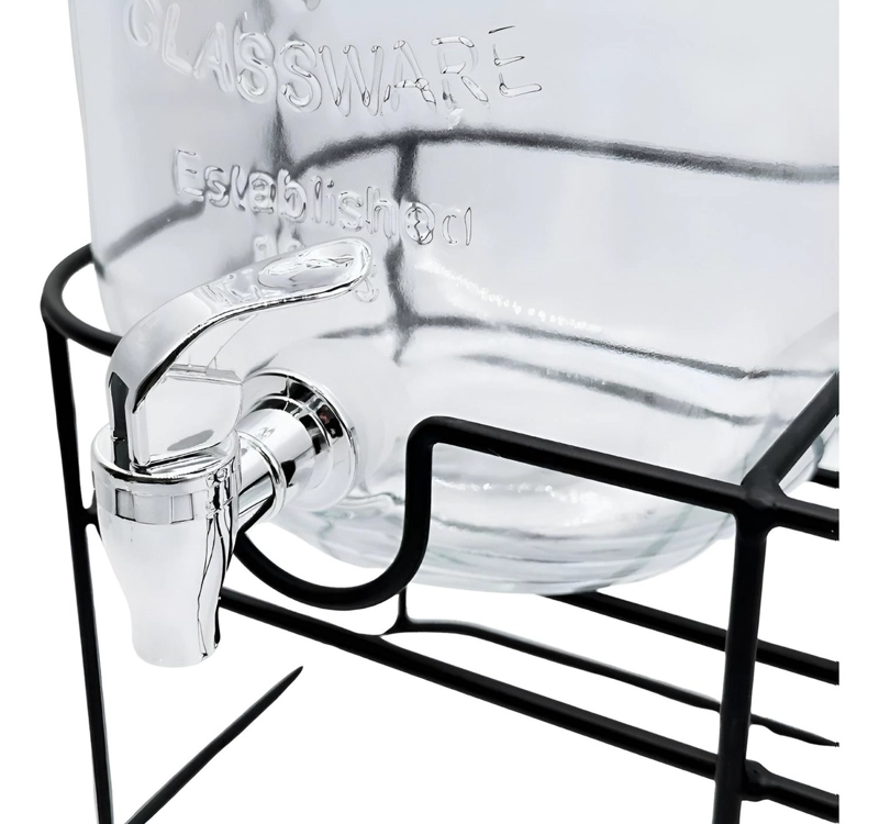 DISPENSADOR DE BEBIDAS JARRO DE VIDRIO DOBLE PARA JUGOS 4L - 5