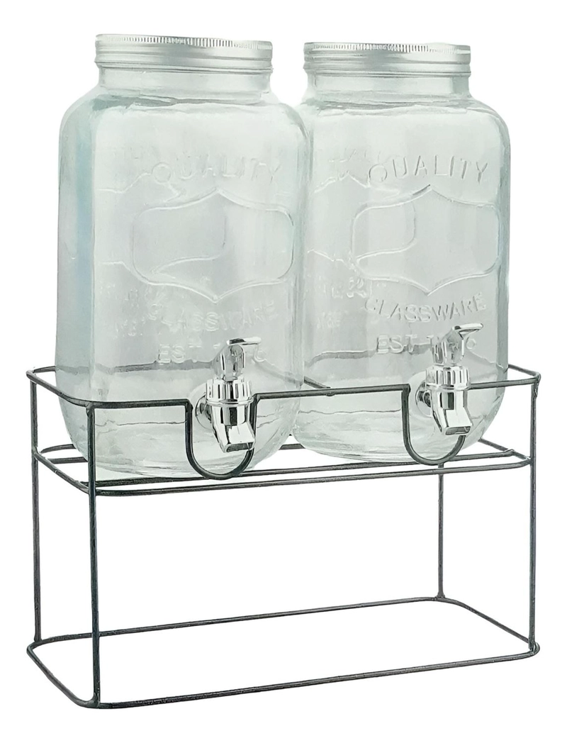 DISPENSADOR DE BEBIDAS JARRO DE VIDRIO DOBLE PARA JUGOS 4L - 9