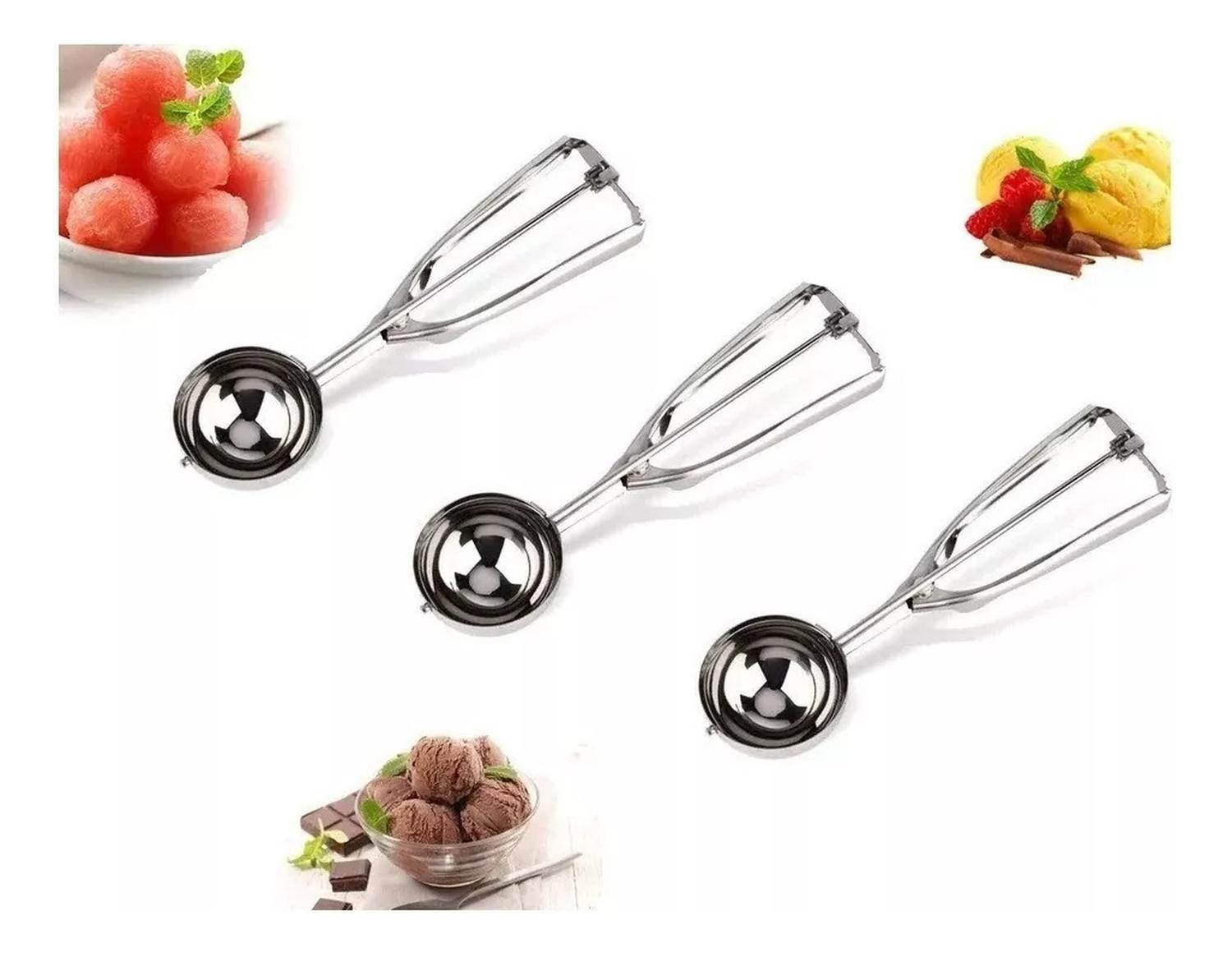 PACK X3 CUCHARAS HELADO CUCHARA HELADO CUCHARA DE HELADO 6CM PLATEADO - 1
