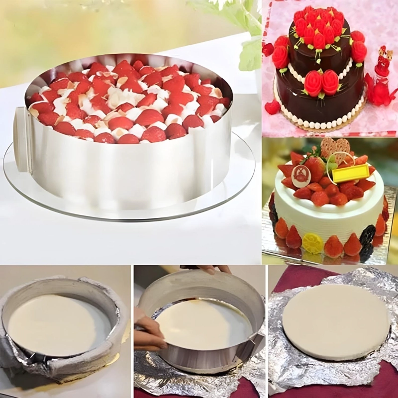 MOLDE DE TORTA MOLDES PARA TORTAS ANILLO REDONDO AJUSTABLE - 3