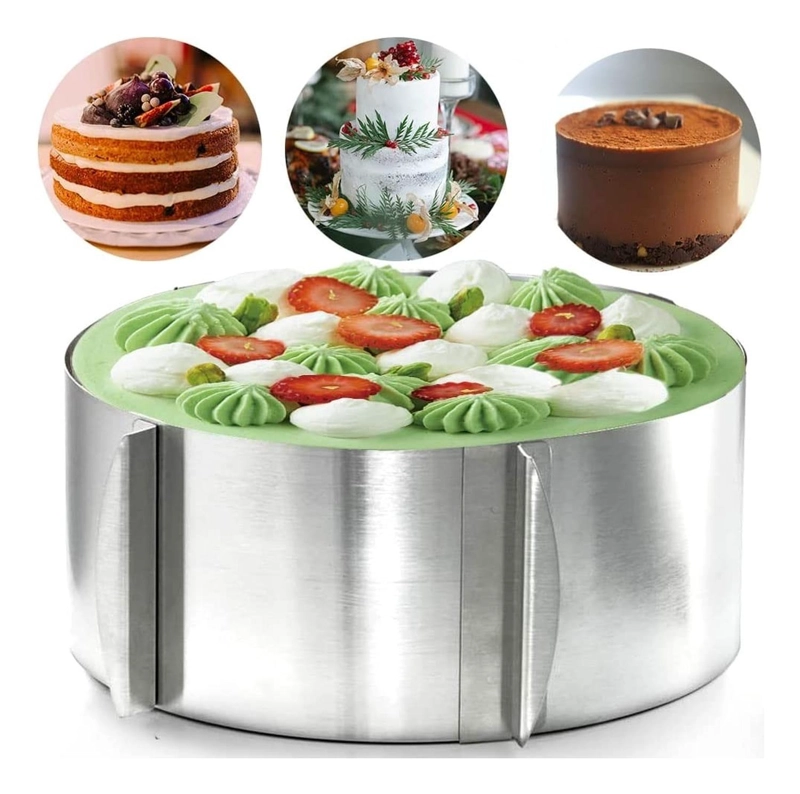 MOLDE DE TORTA MOLDES PARA TORTAS ANILLO REDONDO AJUSTABLE - 4