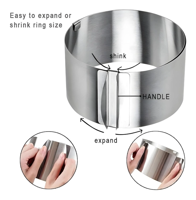 MOLDE DE TORTA MOLDES PARA TORTAS ANILLO REDONDO AJUSTABLE - 7