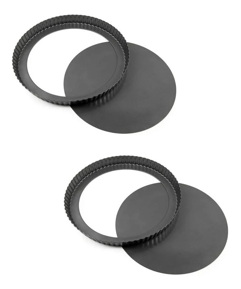 PACK X2 MOLDE DESMONTABLE MOLDES DESMONTABLES TARTALETA 32CM GRIS - 1