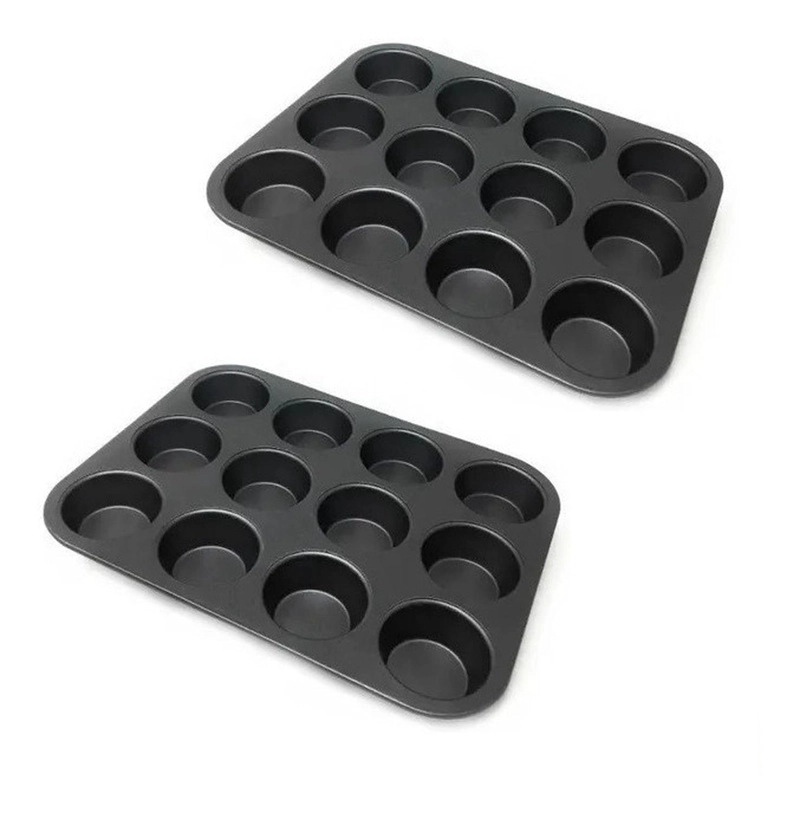 PACK X2 MOLDES 12 CUPCAKES MOLDE CUPCAKE MOLDE MUFFIN GRIS GRIS - 1