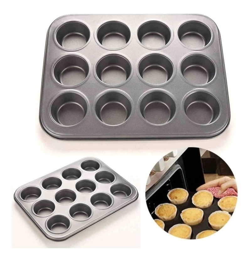 PACK X2 MOLDES 12 CUPCAKES MOLDE CUPCAKE MOLDE MUFFIN GRIS GRIS - 8