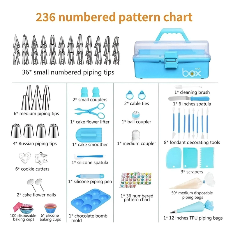 SET DE PASTELERIA KIT DECORACION PARA REPOSTERIA 236PCS - 4