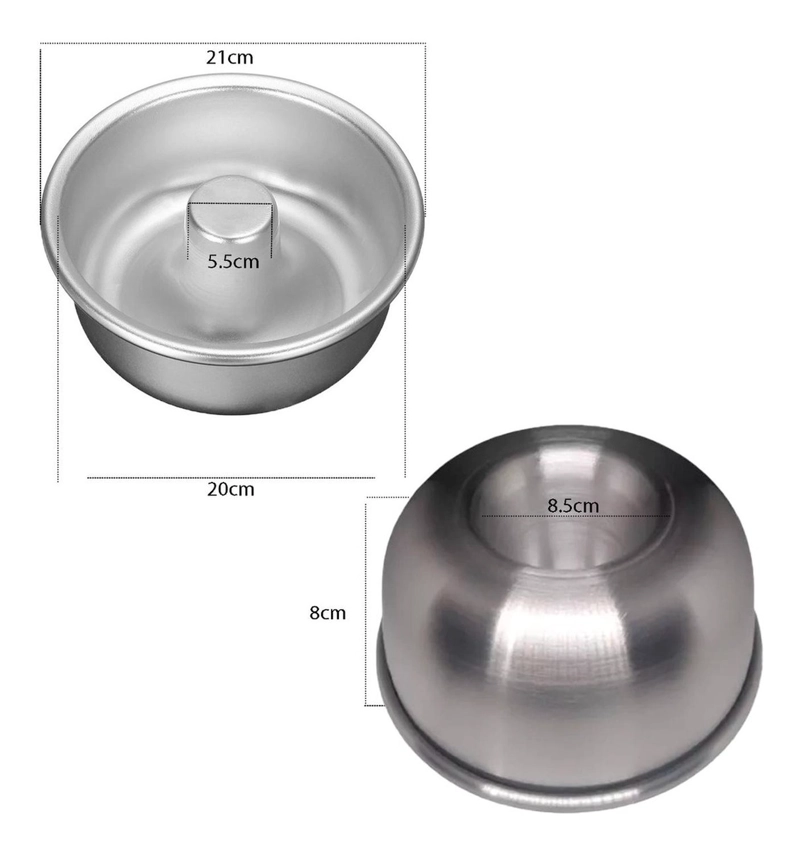 MOLDE TORTA MOLDE QUEQUE REDONDO MOLDE ALUMINIO FLANERA 20CM GRIS CLARO - 3