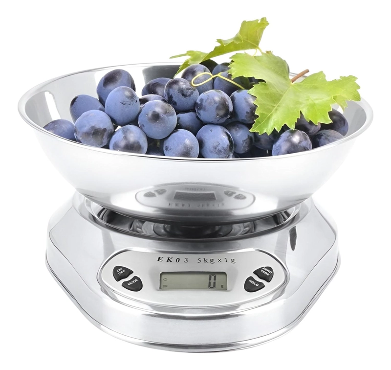 PESA GRAMERA PESA DIGITAL COCINA BALANZA COCINA 5KG/0.1G GRIS / BALANZA REDONDA 5KGS 5 G - 1