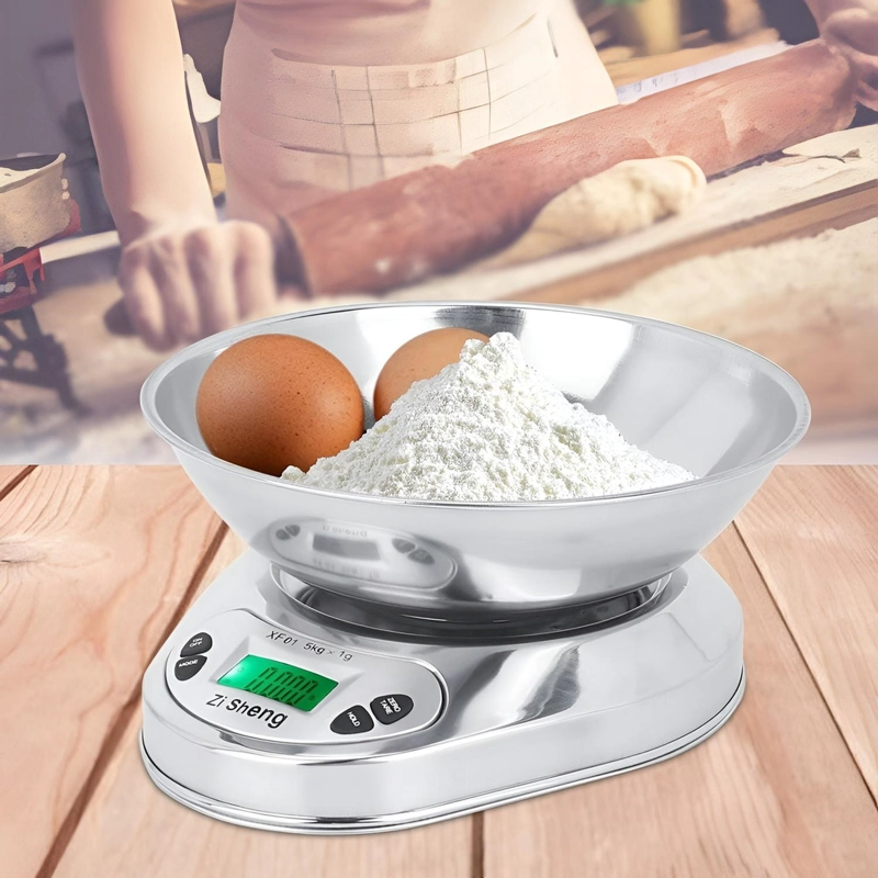 PESA GRAMERA PESA DIGITAL COCINA BALANZA COCINA 5KG/0.1G GRIS / BALANZA REDONDA 5KGS 5 G - 2