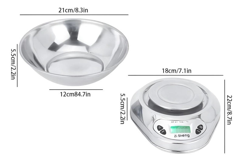 PESA GRAMERA PESA DIGITAL COCINA BALANZA COCINA 5KG/0.1G GRIS / BALANZA REDONDA 5KGS 5 G - 3