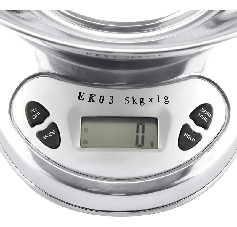 PESA GRAMERA PESA DIGITAL COCINA BALANZA COCINA 5KG/0.1G GRIS / BALANZA REDONDA 5KGS 5 G - 4