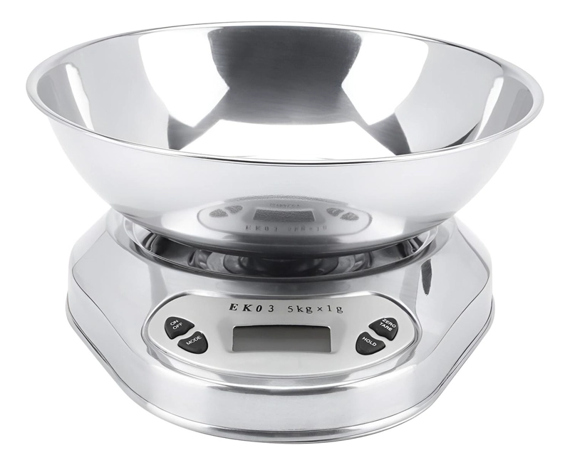 PESA GRAMERA PESA DIGITAL COCINA BALANZA COCINA 5KG/0.1G GRIS / BALANZA REDONDA 5KGS 5 G - 8