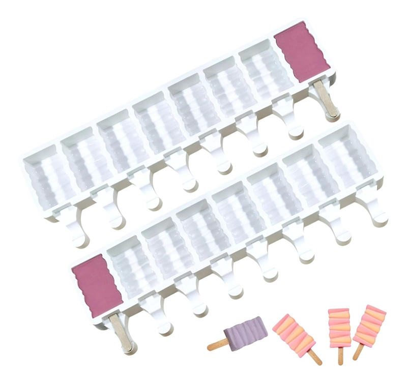 X2 MOLDES DE SILICONA PARA HELADOS MOLDE PALETAS HELADO 446 BLANCO - 1