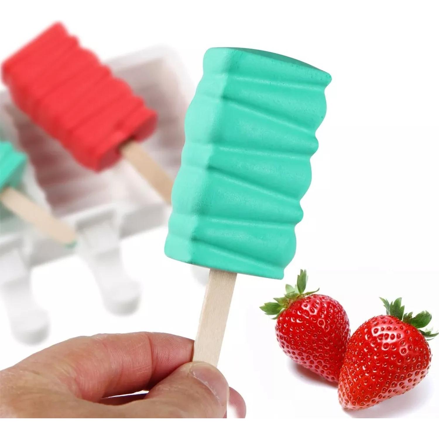 X2 MOLDES DE SILICONA PARA HELADOS MOLDE PALETAS HELADO 446 BLANCO - 4