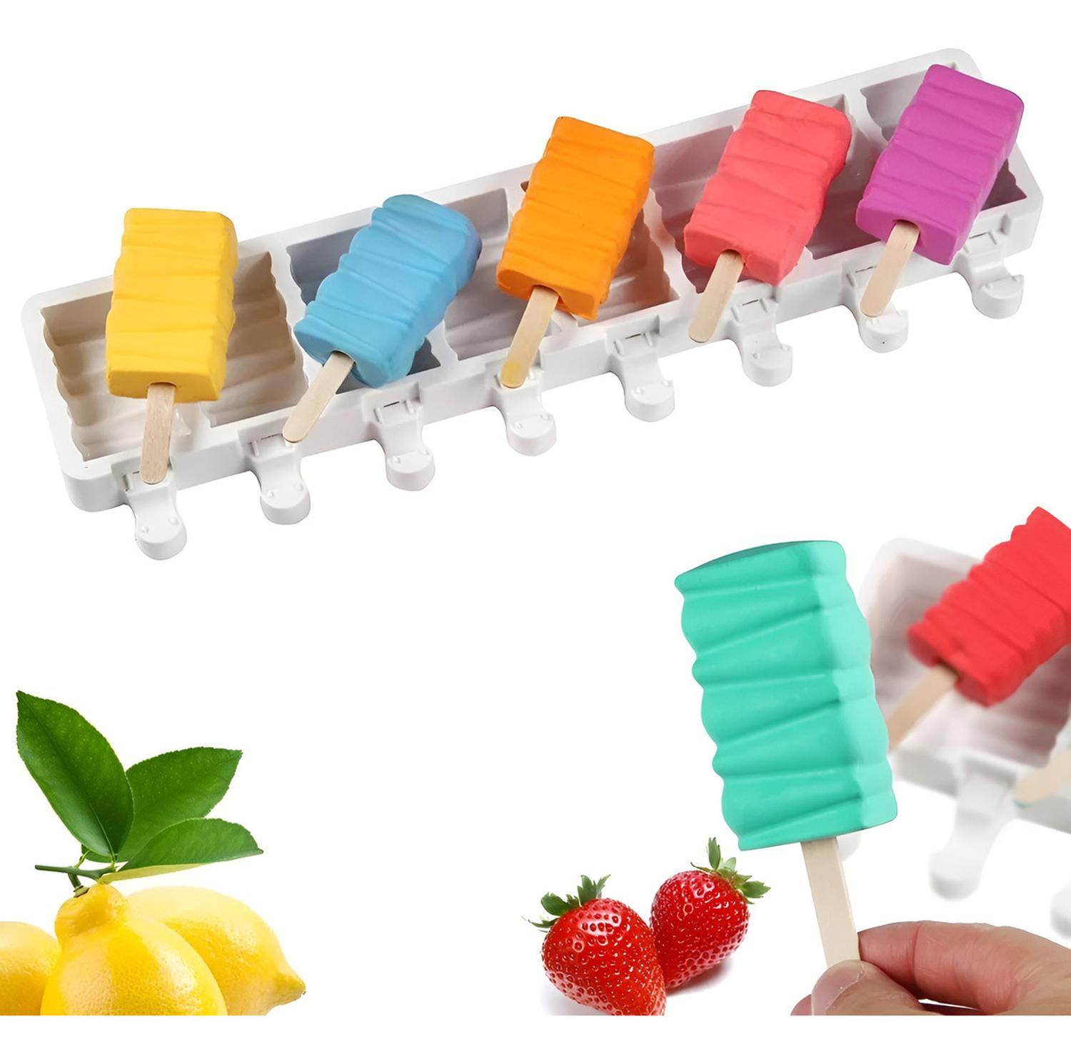 X2 MOLDES DE SILICONA PARA HELADOS MOLDE PALETAS HELADO 446 BLANCO - 9