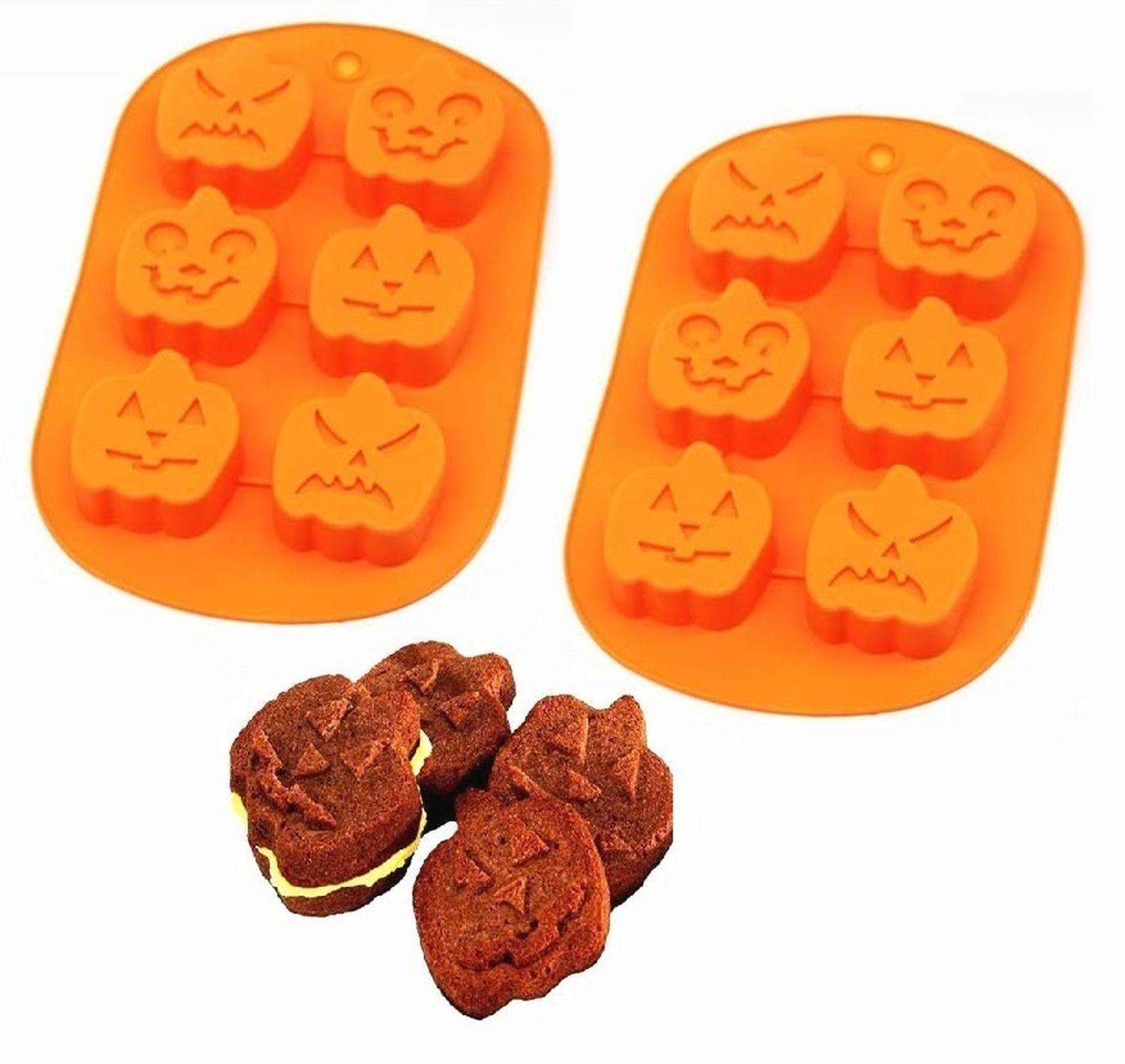 X2 MOLDES HALLOWEEN MOLDES SILICONA HALLOWEEN MOLDE CALABAZA NARANJA