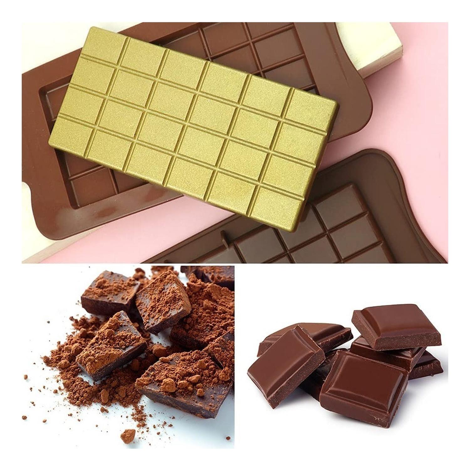 PACK 4 MOLDES DE CHOCOLATE MOLDE BARRA DE CHOCOLATE SILICONA MARRON - 2