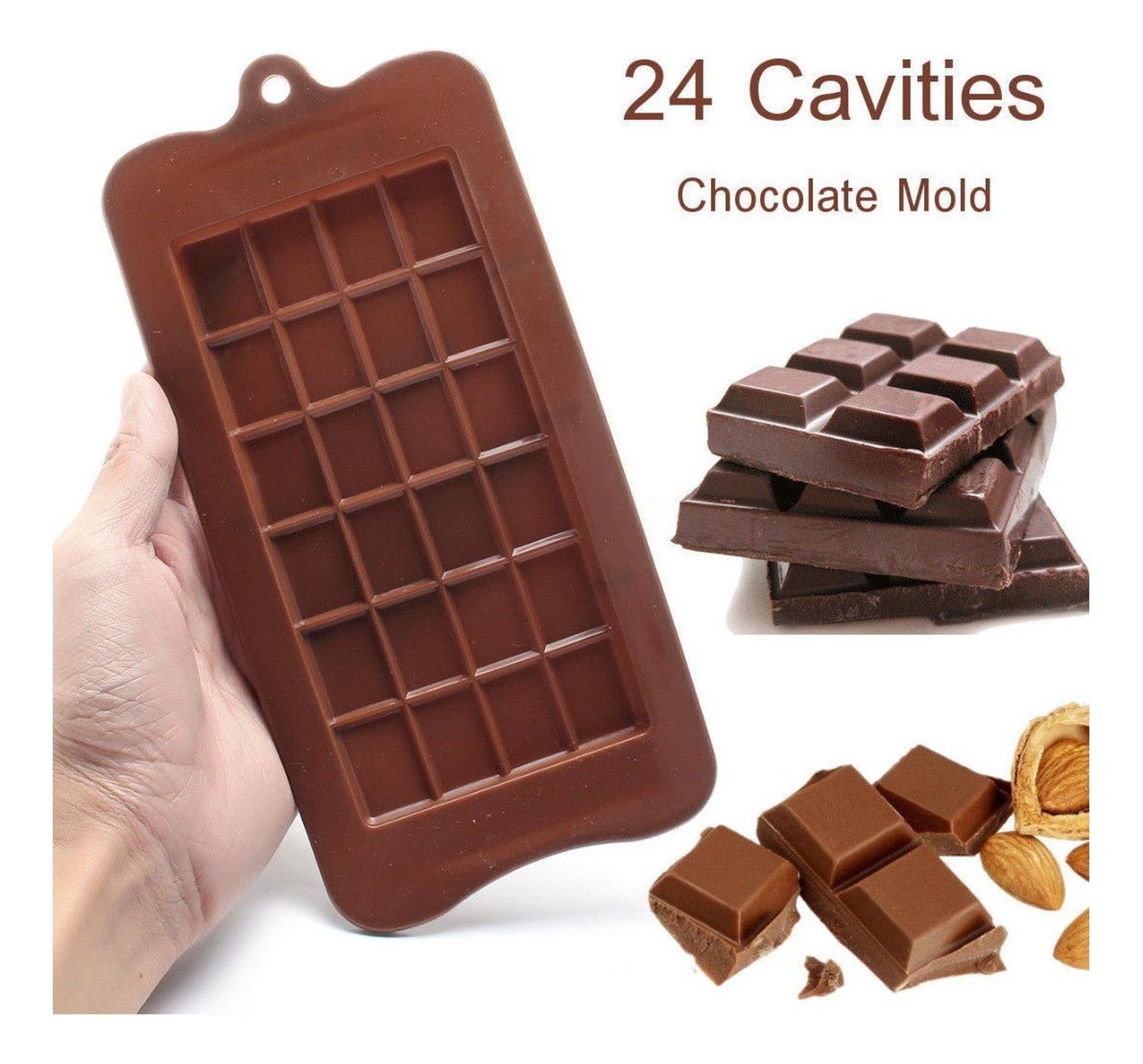 PACK 4 MOLDES DE CHOCOLATE MOLDE BARRA DE CHOCOLATE SILICONA MARRON - 4