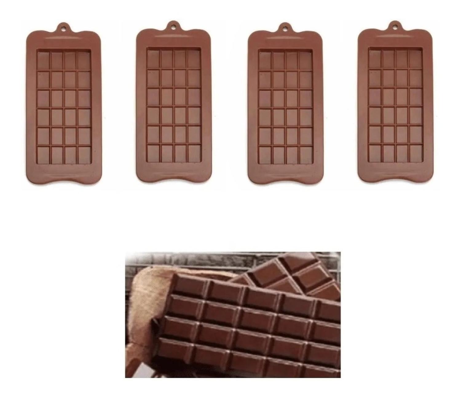 PACK 4 MOLDES DE CHOCOLATE MOLDE BARRA DE CHOCOLATE SILICONA MARRON - 5