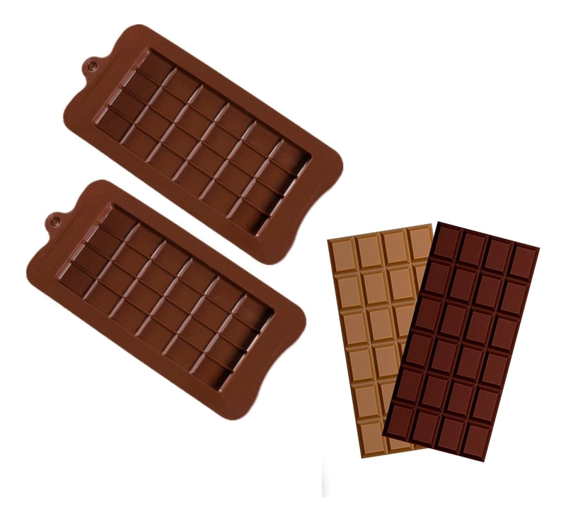 PACK 4 MOLDES DE CHOCOLATE MOLDE BARRA DE CHOCOLATE SILICONA MARRON - 7