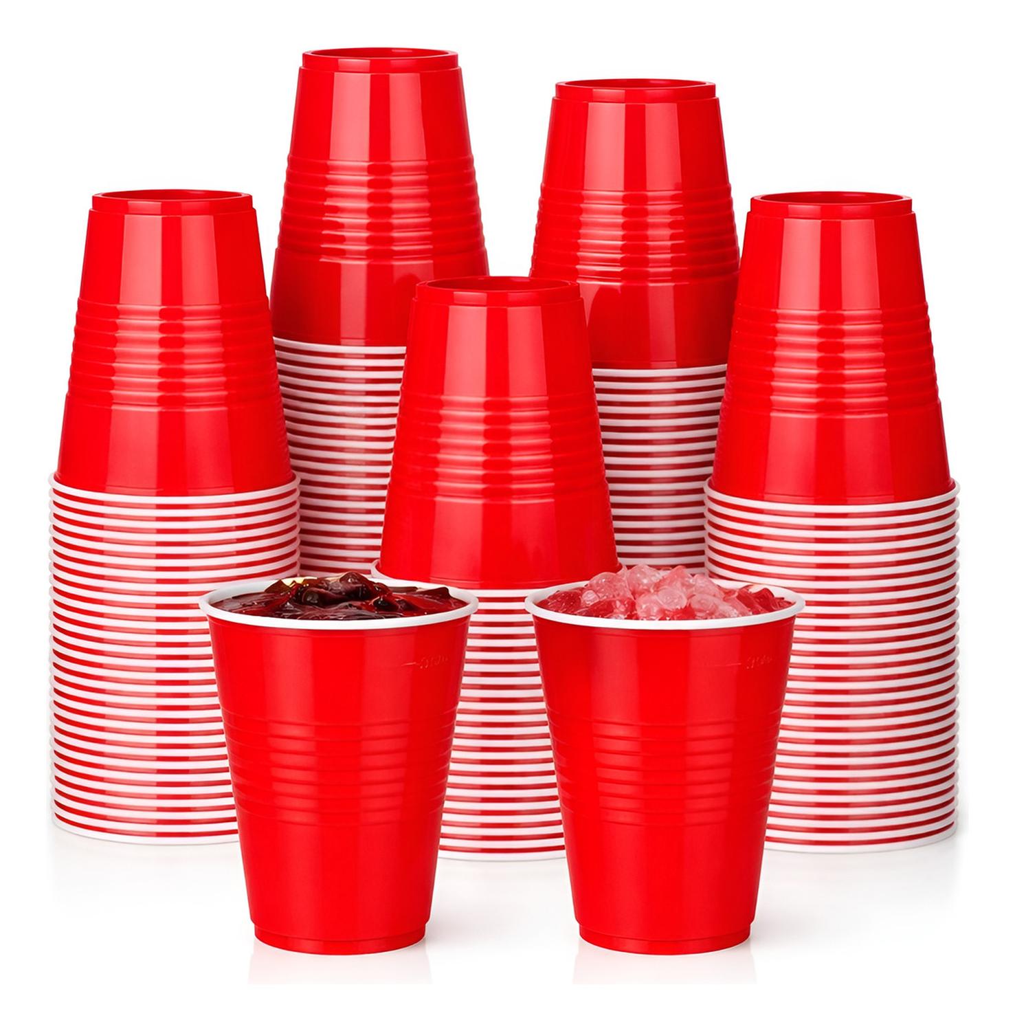 100 VASOS PLASTICOS VASO DESECHABLE GRANDE BICOLOR 16OZ 473ML ROJO 473 ML - 1