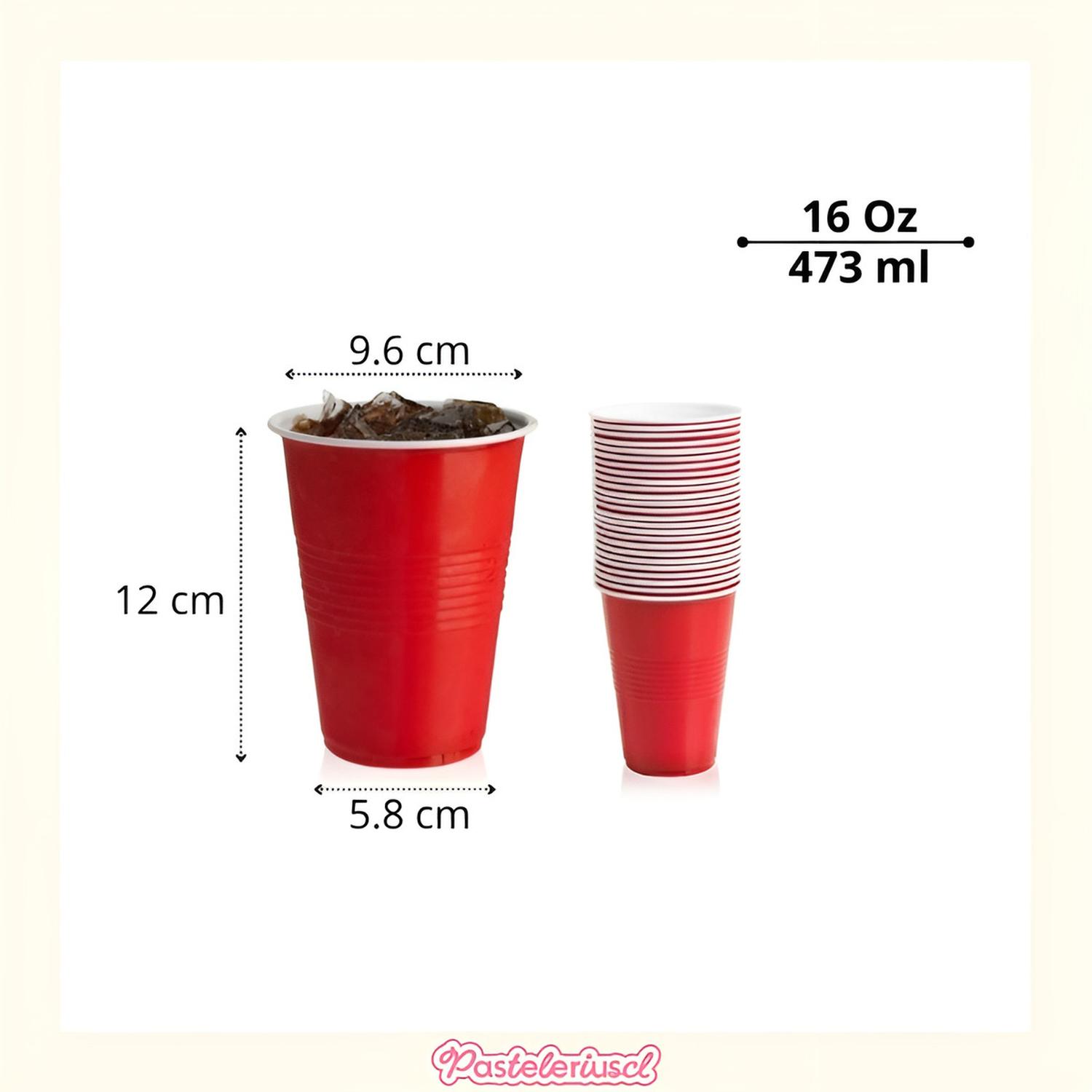 100 VASOS PLASTICOS VASO DESECHABLE GRANDE BICOLOR 16OZ 473ML ROJO 473 ML - 3