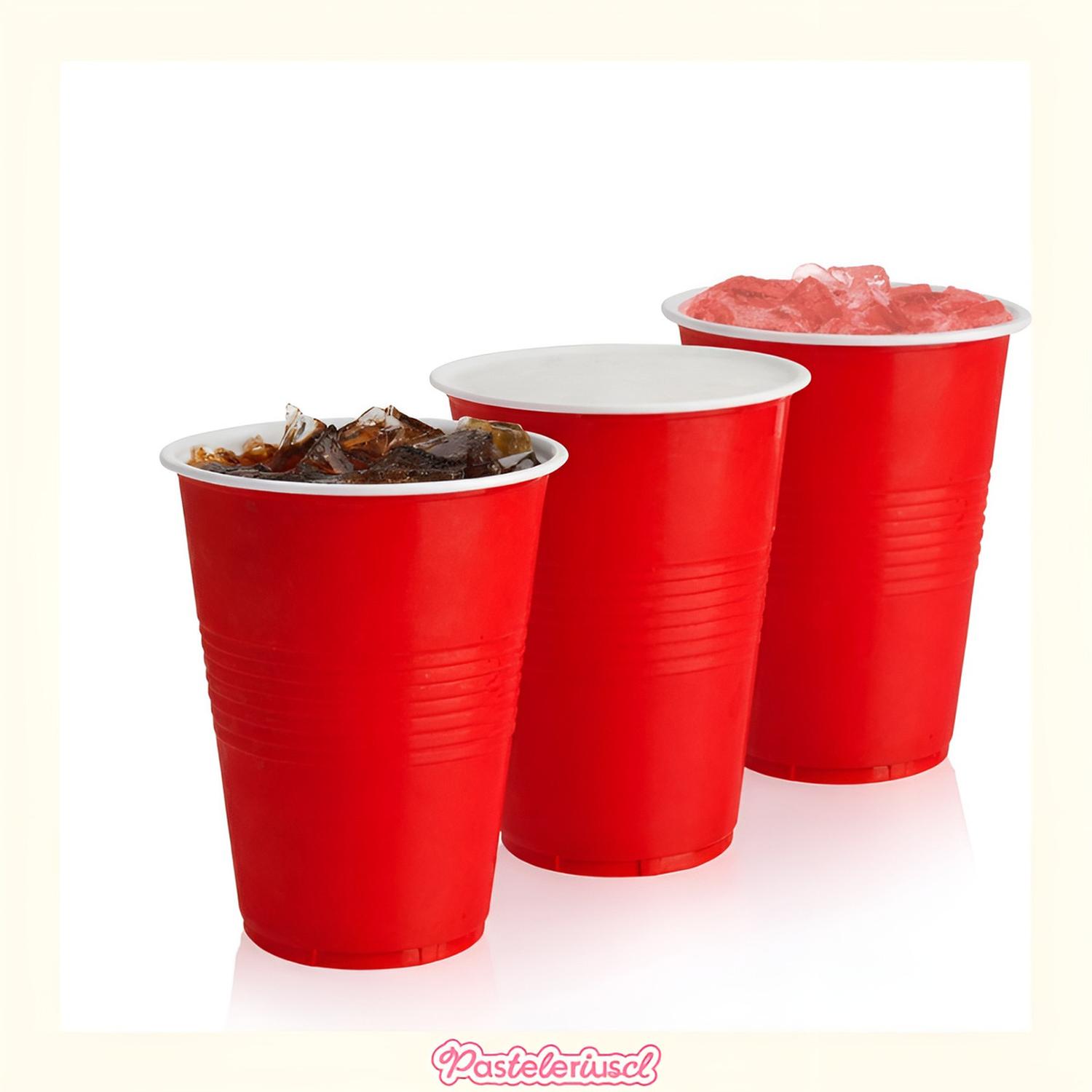 100 VASOS PLASTICOS VASO DESECHABLE GRANDE BICOLOR 16OZ 473ML ROJO 473 ML - 6