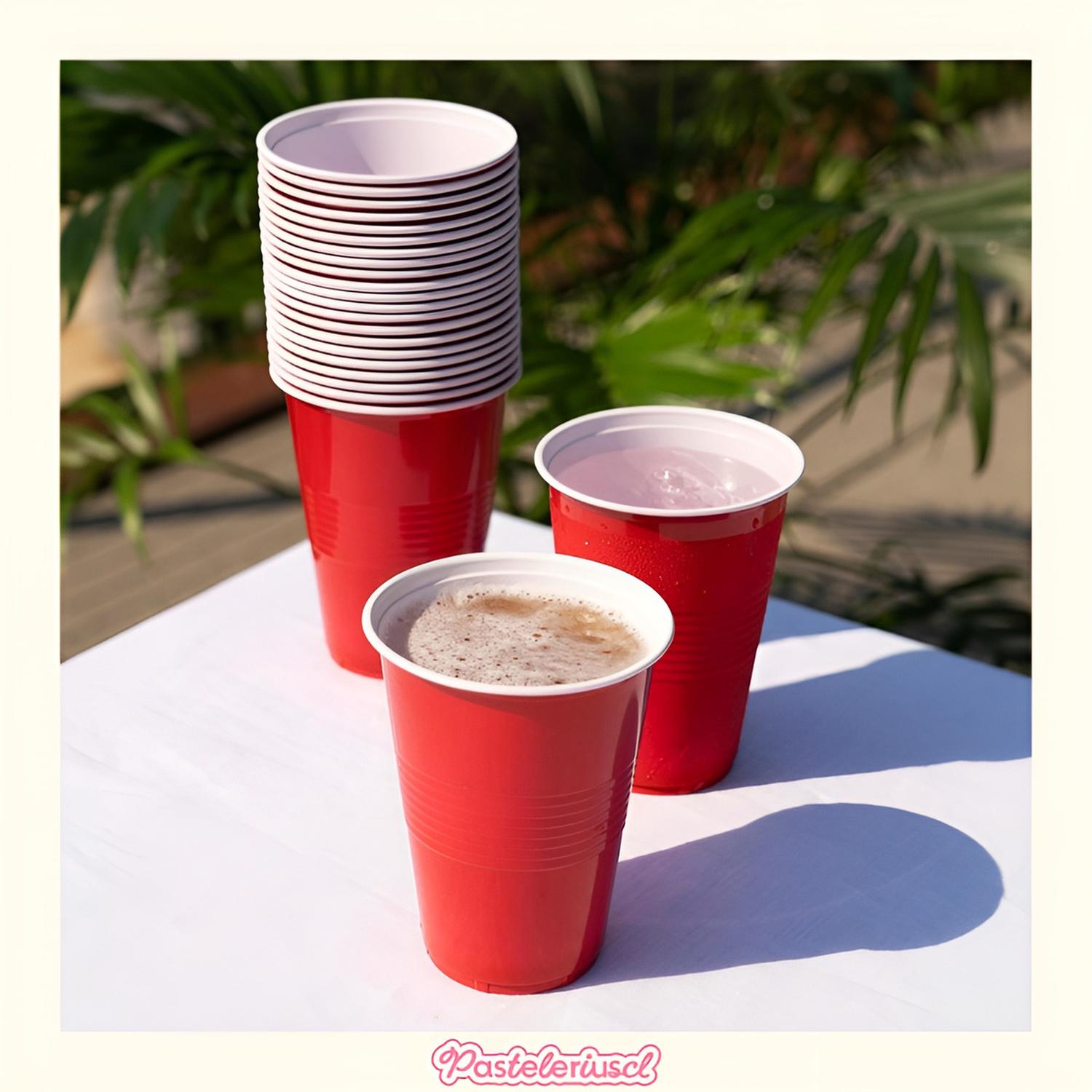 100 VASOS PLASTICOS VASO DESECHABLE GRANDE BICOLOR 16OZ 473ML ROJO 473 ML - 9