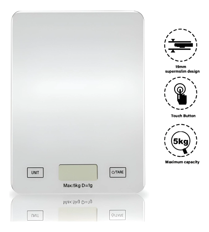 [PLAT-173623] GRAMERA DIGITAL PESA GRAMERA COCINA PESA ALIMENTOS 5KG/0.01G PLATEADO 5 KG - 8