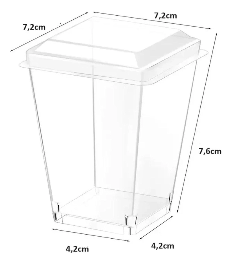 10 VASOS PARA POSTRES SET DE VASOS SHOT POSTRES C/TAPA 220ML TRANSPARENTE - 2