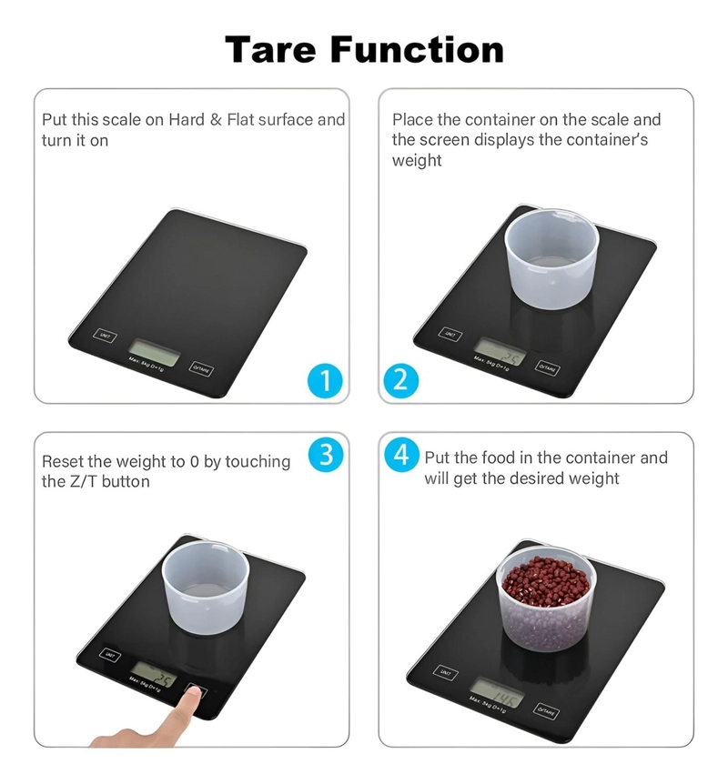 GRAMERA DIGITAL PESA GRAMERA COCINA PESA ALIMENTOS 5KG/0.01G NEGRO 5 KG - 4