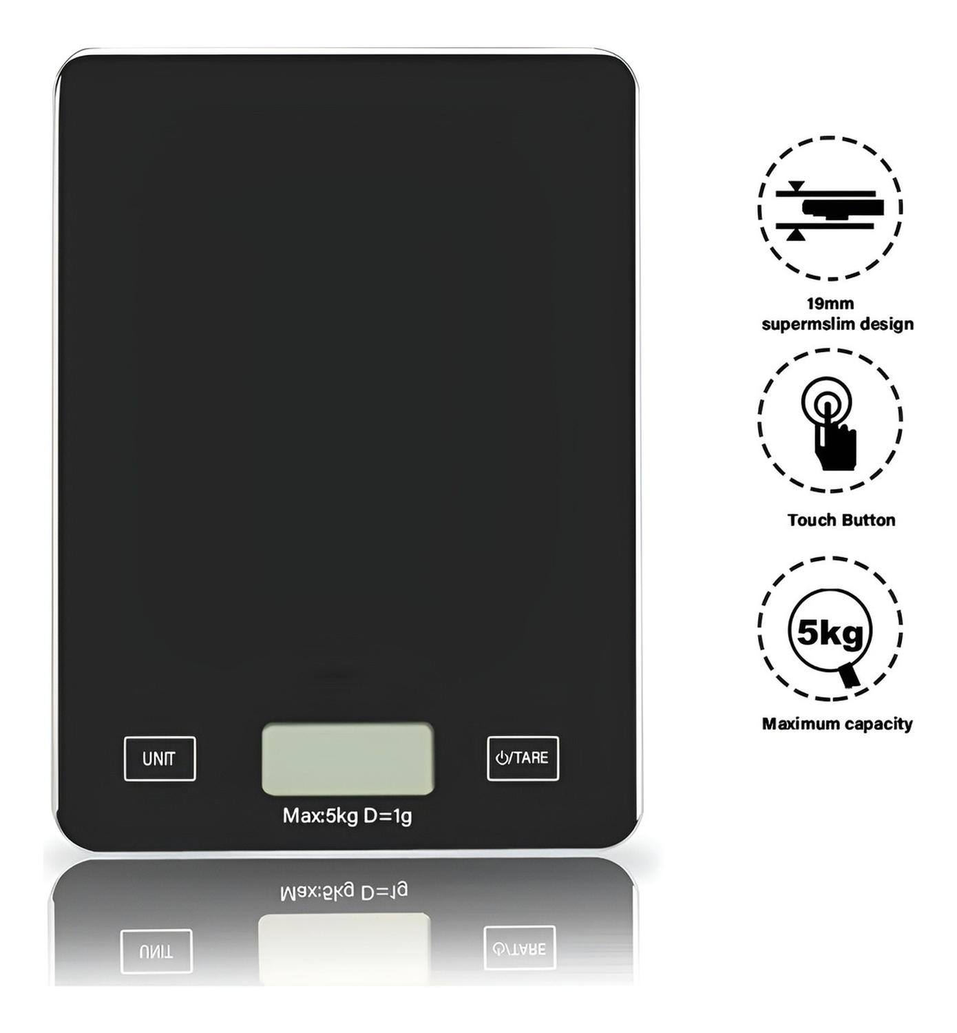 GRAMERA DIGITAL PESA GRAMERA COCINA PESA ALIMENTOS 5KG/0.01G NEGRO 5 KG - 8