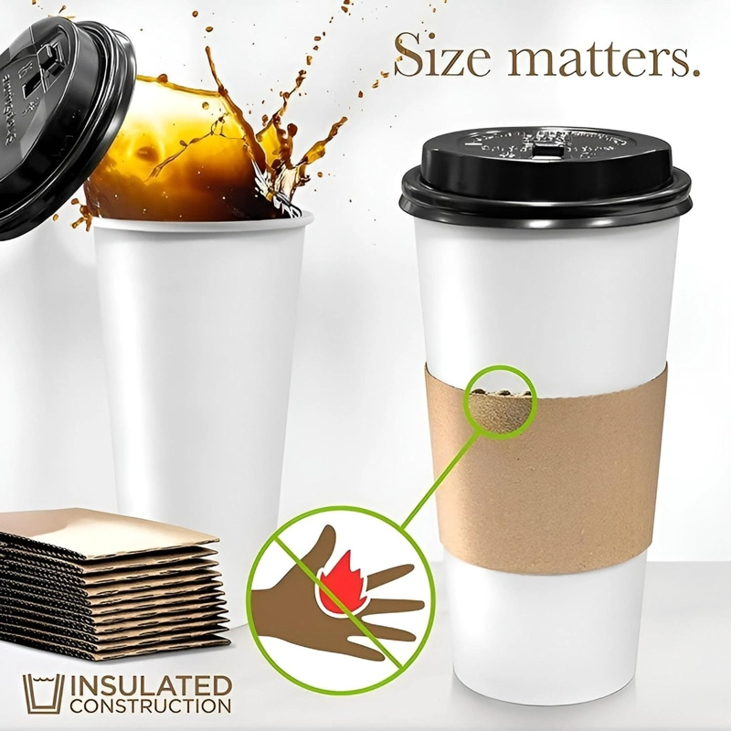 VASO CAFE POLIPAPEL VASOS KRAFT VASO C/TAPA+MANGA 16OZ 50UND BLANCO / VASO 16OZ - 4