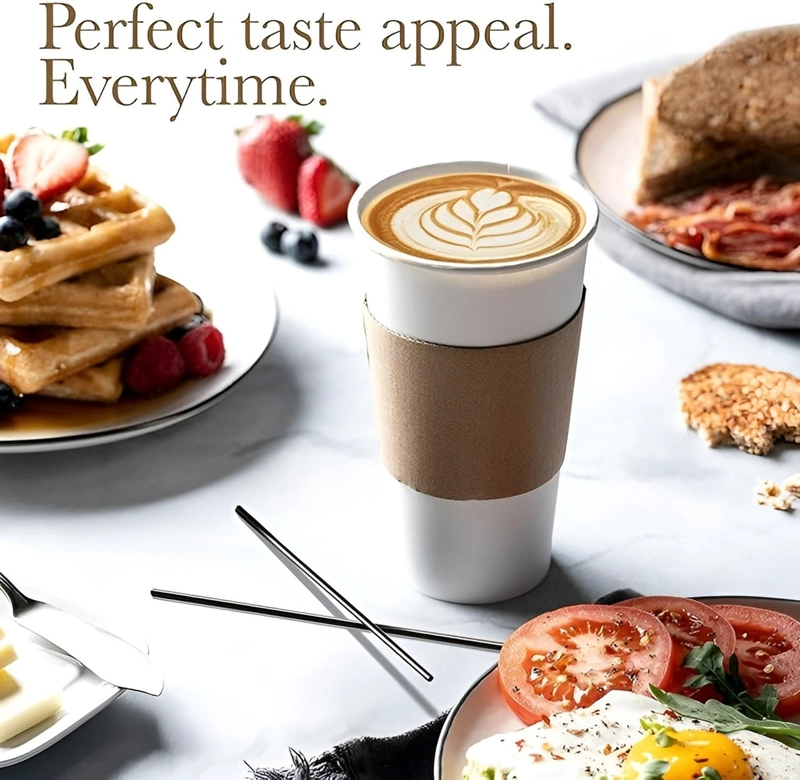 VASO CAFE POLIPAPEL VASOS KRAFT VASO C/TAPA+MANGA 16OZ 50UND BLANCO / VASO 16OZ - 5