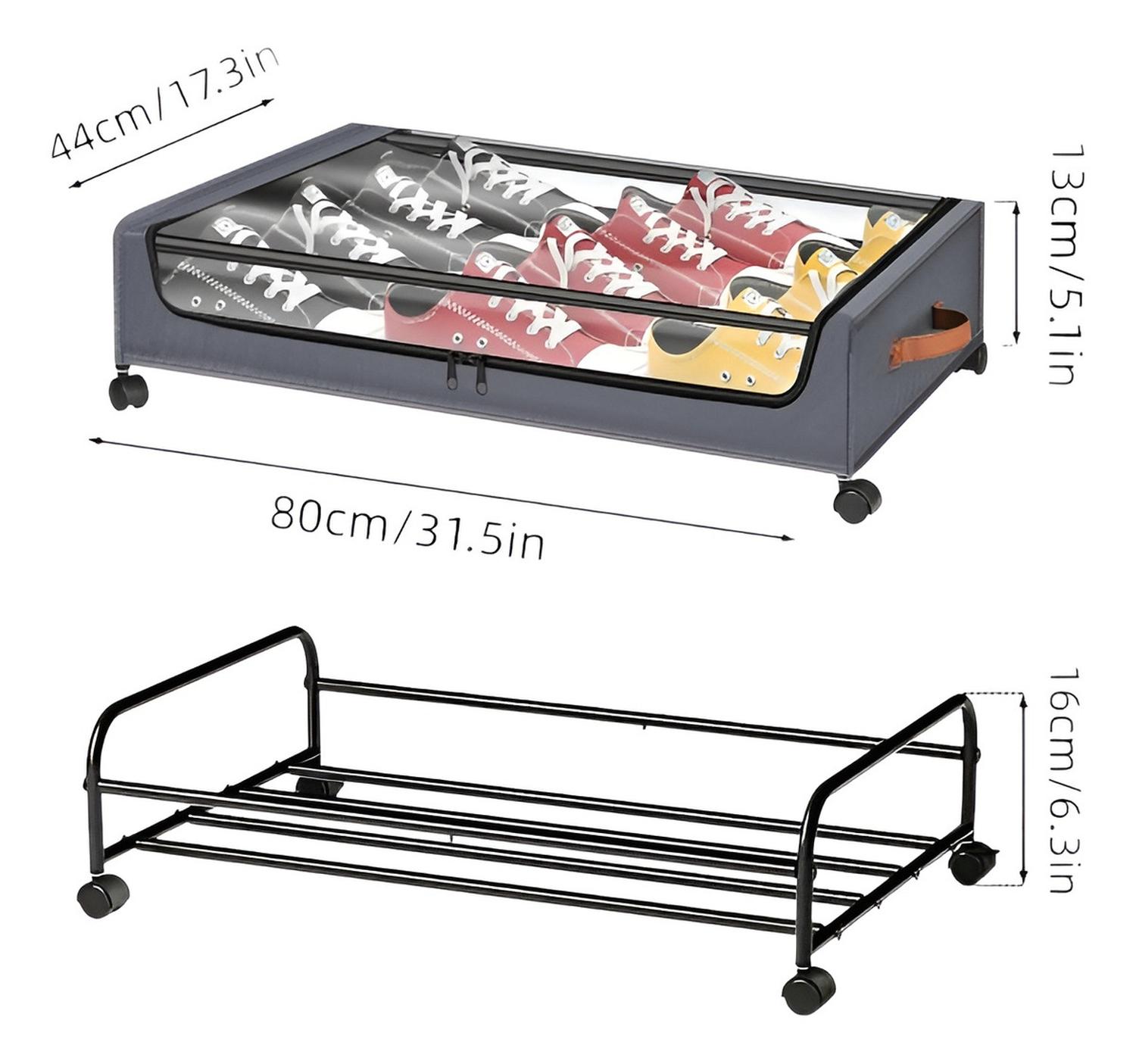 2 CAJAS ALMACENAMIENTO CAJA ORGANIZADORA GRANDE CAJONES 80CM GRIS OSCURO LISA - 3