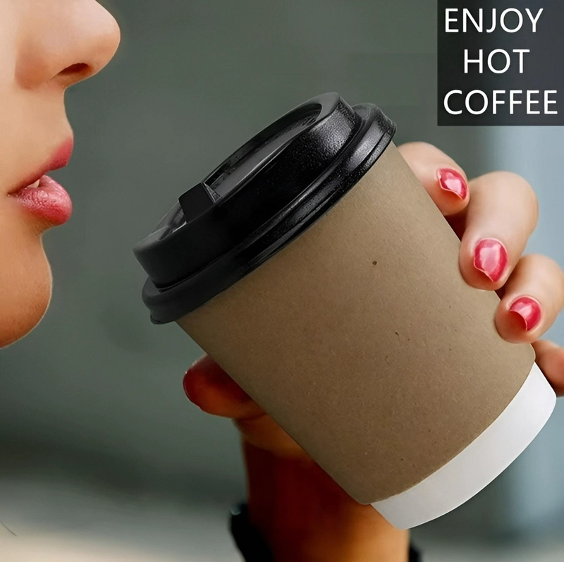 PACK X100 VASO DESECHABLES VASO KRAFT DOBLE PARED C/TAPA 8OZ COLOR MARRON CLARO VASO KRAFT DOBLE PAR - 7