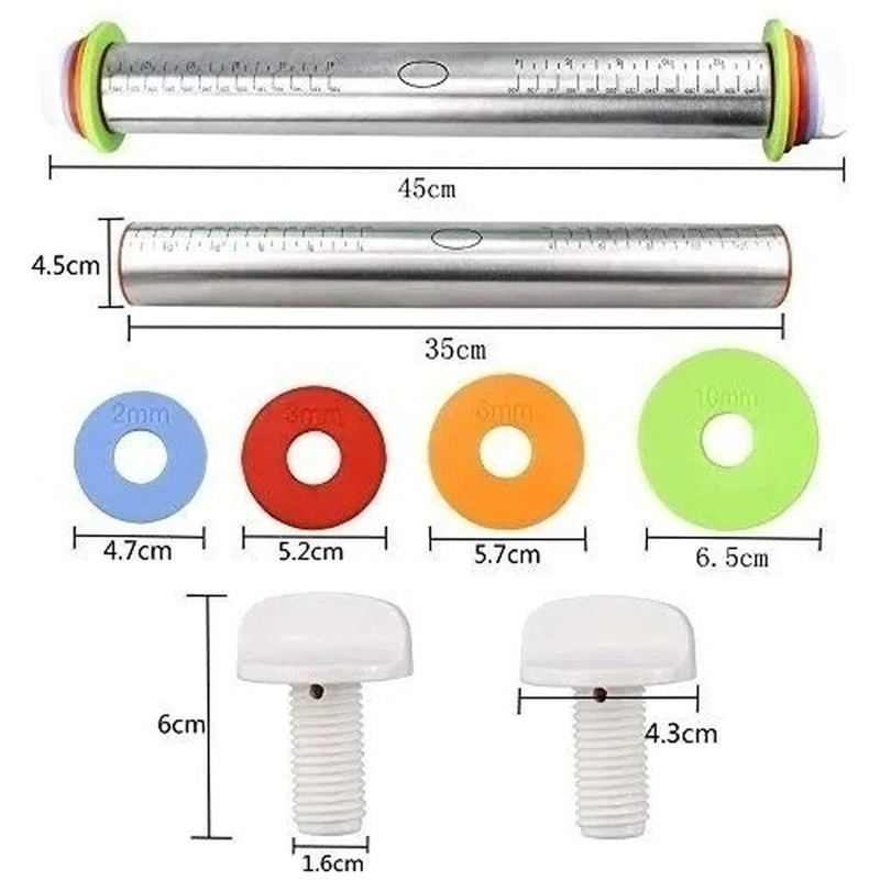 PACK 2 USLERO ACERO INOXIDABLE USLERO AJUSTABLE FONDANT 45CM PLATEADO X2 USLERO AJUSTABLE 45CM - 2