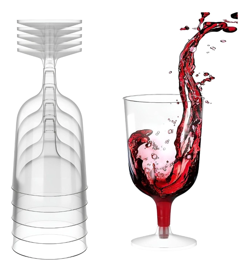 SET 10 COPAS DE VINO COPA ACRILICO TRANSPARENTE 6OZ/177ML - 1